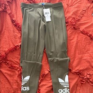 Adidas women Olive Leggings with White Logo